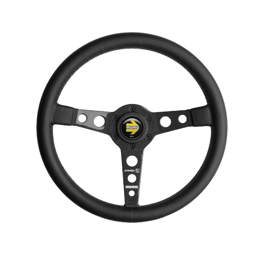 Prototipo 6C / 350 mm / Black Leather & Gray Stitch / Carbon Fiber Spokes